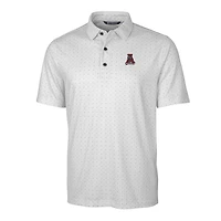 Men's Cutter & Buck Charcoal Alabama Crimson Tide Primary Team Logo Pike Double Dot Print Stretch Polo
