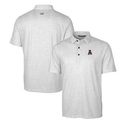 Men's Cutter & Buck Charcoal Alabama Crimson Tide Primary Team Logo Pike Double Dot Print Stretch Polo