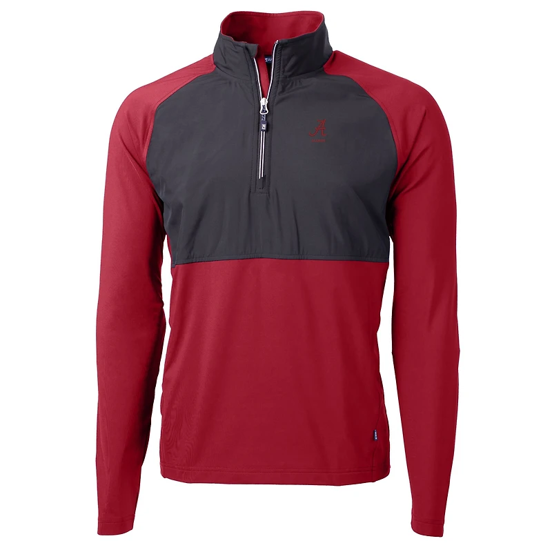 Pull-over hybride recyclé à fermeture éclair quart de tour pour homme, en tricot écologique Adapt, avec logo des anciens élèves l'Alabama Crimson Tide, Cutter & Buck