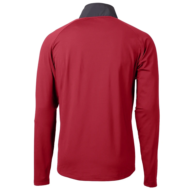 Pull-over hybride recyclé à fermeture éclair quart de tour pour homme, en tricot écologique Adapt, avec logo des anciens élèves l'Alabama Crimson Tide, Cutter & Buck