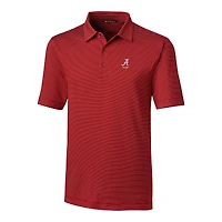Men's Cutter & Buck  Crimson Alabama Tide Alumni Logo Forge Pencil Stripe Stretch DryTec Polo