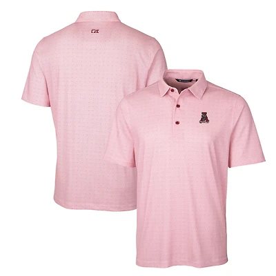 Men's Cutter & Buck Crimson Alabama Tide Primary Team Logo Pike Double Dot Print Stretch Polo