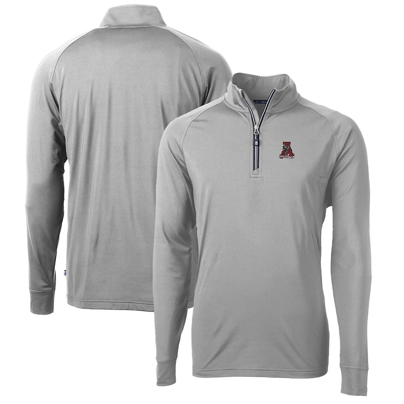 Pull-over à col zippé Cutter & Buck Gray Alabama Crimson Tide pour homme, en maille écologique extensible recyclée, grandes tailles.