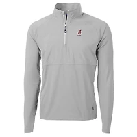 Men's Cutter & Buck  Gray Alabama Crimson Tide Alumni Logo Adapt Eco Knit Hybrid Recycled Quarter-Zip Pullover Top