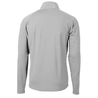 Men's Cutter & Buck  Gray Alabama Crimson Tide Alumni Logo Adapt Eco Knit Hybrid Recycled Quarter-Zip Pullover Top