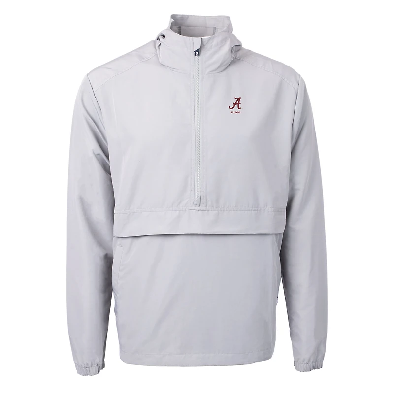 Men's Cutter & Buck Gray Alabama Crimson Tide Alumni Logo Charter Eco Knit Recycled Anorak Half-Zip Jacket