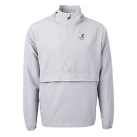 Men's Cutter & Buck  Gray Alabama Crimson Tide Alumni Logo Charter Eco Knit Recycled Anorak Half-Zip Jacket