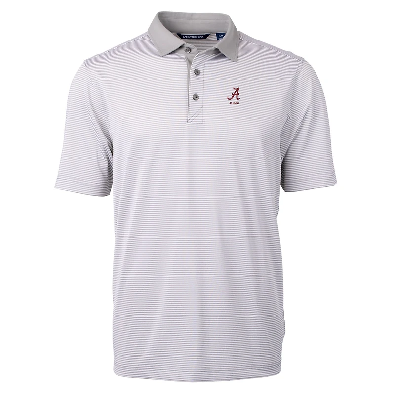 Polo recyclé à micro-rayures et logo Virtue Eco Pique pour homme, gris, Alabama Crimson Tide Alumni, Cutter & Buck