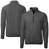 Men's Cutter & Buck Gray Alabama Crimson Tide Cascade Eco Sherpa Fleece Quarter-Zip Pullover Jacket