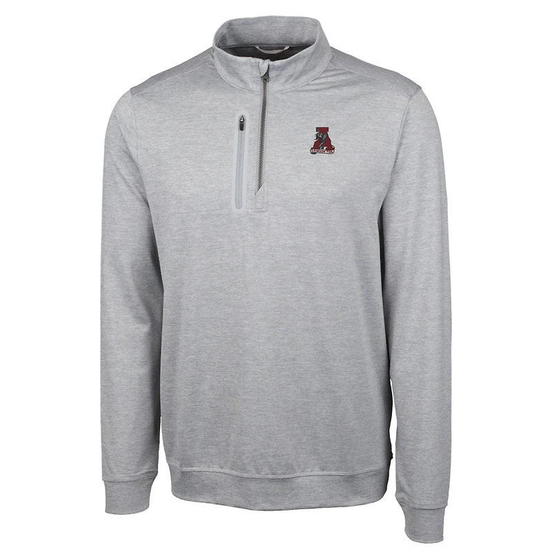Men's Cutter & Buck Gray Alabama Crimson Tide Heathered Vault Stealth Quarter-Zip Pullover Top