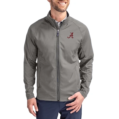 Men's Cutter & Buck Gray Alabama Crimson Tide Primary Logo Adapt Eco Knit Raglan Full-Zip Jacket