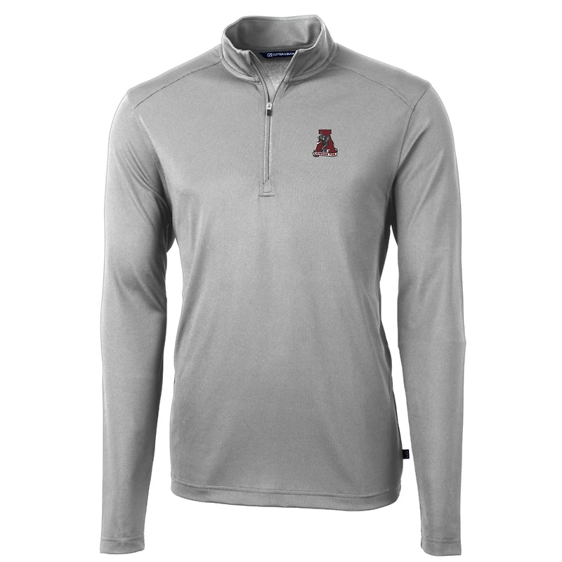 Men's Cutter & Buck Gray Alabama Crimson Tide Virtue Eco Pique Recycled Quarter-Zip Pullover Top