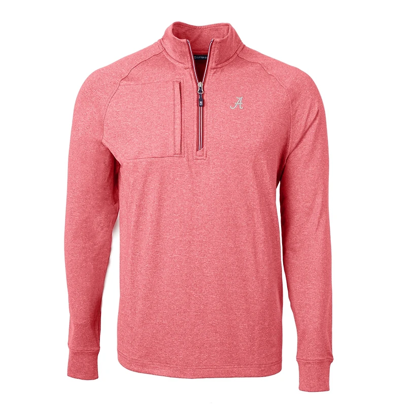Men's Cutter & Buck  Heather Crimson Alabama Crimson Tide Big Tall Adapt Eco Knit Quarter-Zip Pullover Top