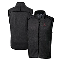 Men's Cutter & Buck Heather Charcoal Alabama Crimson Tide Mainsail Sweater-Knit Big Tall Full-Zip Vest