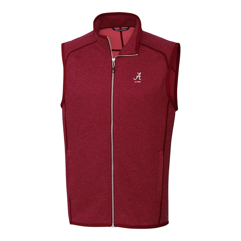 Pull en polaire à fermeture éclair intégrale pour homme, modèle Cutter & Buck Heather Crimson Alabama Tide Alumni Logo Mainsail