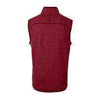 Pull en polaire à fermeture éclair intégrale pour homme, modèle Cutter & Buck Heather Crimson Alabama Tide Alumni Logo Mainsail
