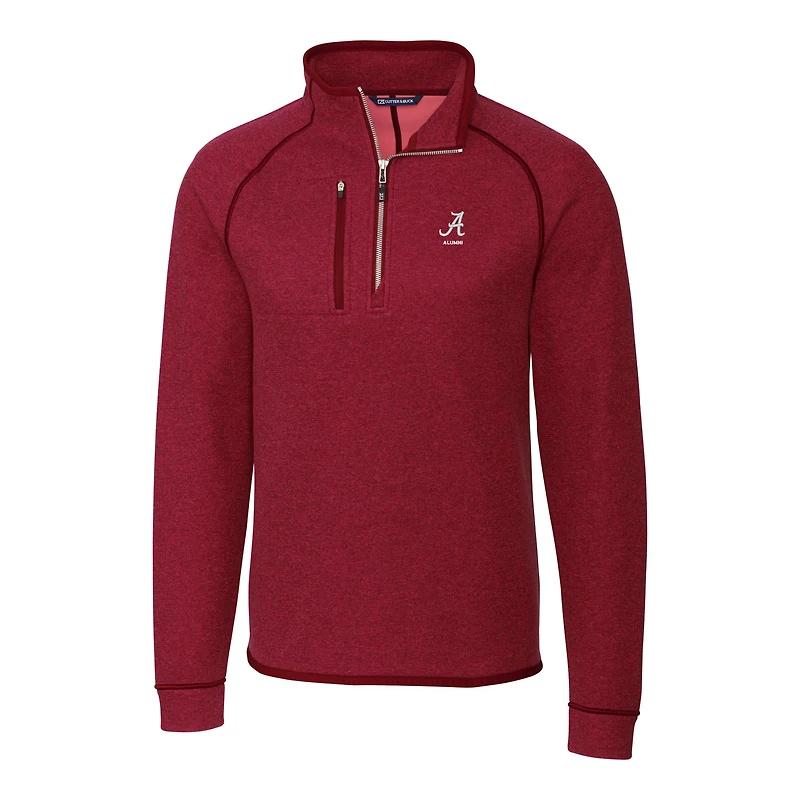 Pull-over en tricot demi-zippé avec logo Mainsail pour homme, coupeur et buck, couleur cramoisi chiné, Alabama Crimson Tide Alumni