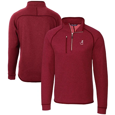 Pull-over en tricot demi-zippé avec logo Mainsail pour homme, coupeur et buck, couleur cramoisi chiné, Alabama Crimson Tide Alumni