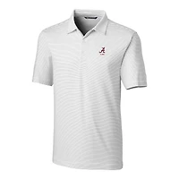 Men's Cutter & Buck  White Alabama Crimson Tide Alumni Logo Forge Pencil Stripe Stretch DryTec Polo