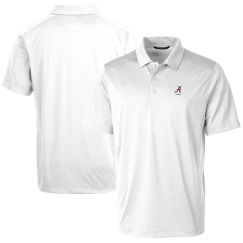 Men's Cutter & Buck White Alabama Crimson Tide Alumni Logo Prospect Textured Stretch Polo
