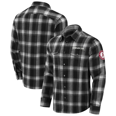 Chemise à boutons-pression en flanelle noire Alabama Crimson Tide pour homme de la collection Darius Rucker par Fanatics