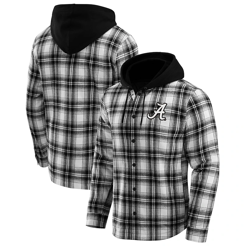 Veste-chemise à capuche matelassée en flanelle carreaux Alabama Crimson Tide pour homme, collection Darius Rucker par Fanatics, noire