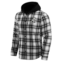Men's Darius Rucker Collection by Fanatics  Black Alabama Crimson Tide Plaid Flannel Quilted Full-Snap Hooded Shacket