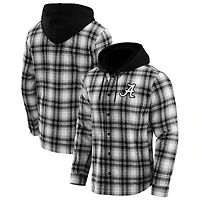 Men's Darius Rucker Collection by Fanatics  Black Alabama Crimson Tide Plaid Flannel Quilted Full-Snap Hooded Shacket