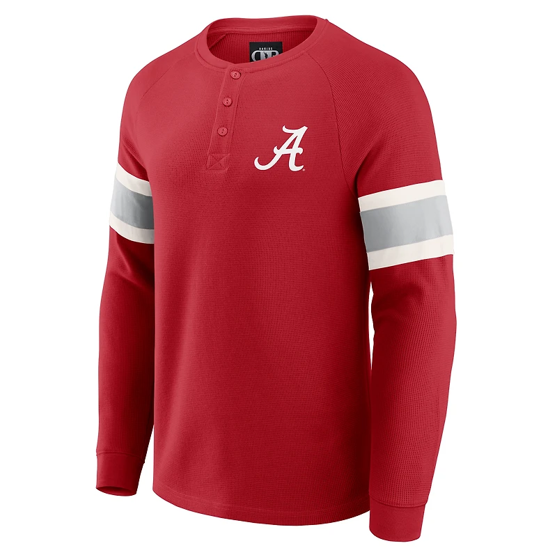 T-shirt Henley à manches longues raglan en tricot gaufré Crimson Tide pour homme, collection Darius Rucker par Fanatics, Alabama