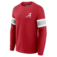 T-shirt Henley à manches longues raglan en tricot gaufré Crimson Tide pour homme, collection Darius Rucker par Fanatics, Alabama