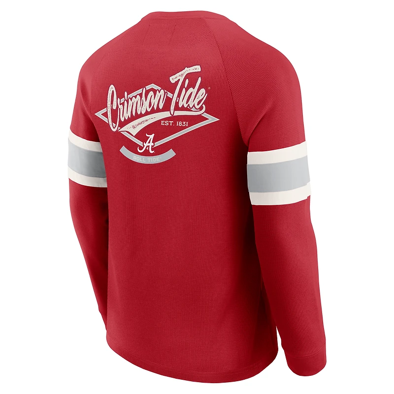 T-shirt Henley à manches longues raglan en tricot gaufré Crimson Tide pour homme, collection Darius Rucker par Fanatics, Alabama
