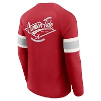 T-shirt Henley à manches longues raglan en tricot gaufré Crimson Tide pour homme, collection Darius Rucker par Fanatics, Alabama