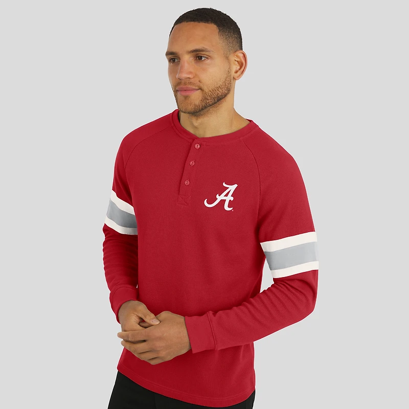 T-shirt Henley à manches longues raglan en tricot gaufré Crimson Tide pour homme, collection Darius Rucker par Fanatics, Alabama