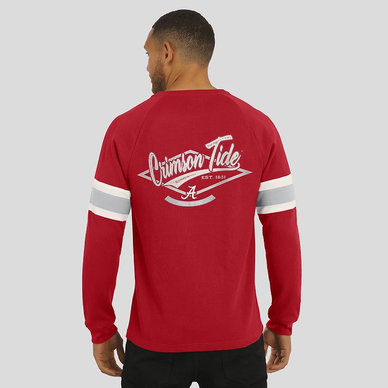 T-shirt Henley à manches longues raglan en tricot gaufré Crimson Tide pour homme, collection Darius Rucker par Fanatics, Alabama