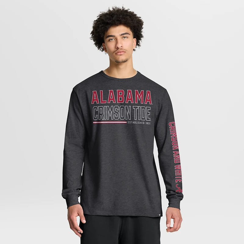 T-shirt à manches longues pour homme, couleur charbon, Alabama Crimson Tide Quad Fuel The Fire