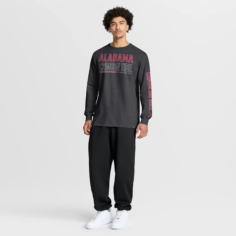 Men's Fanatics Charcoal Alabama Crimson Tide Quad Fuel The Fire Long Sleeve T-Shirt