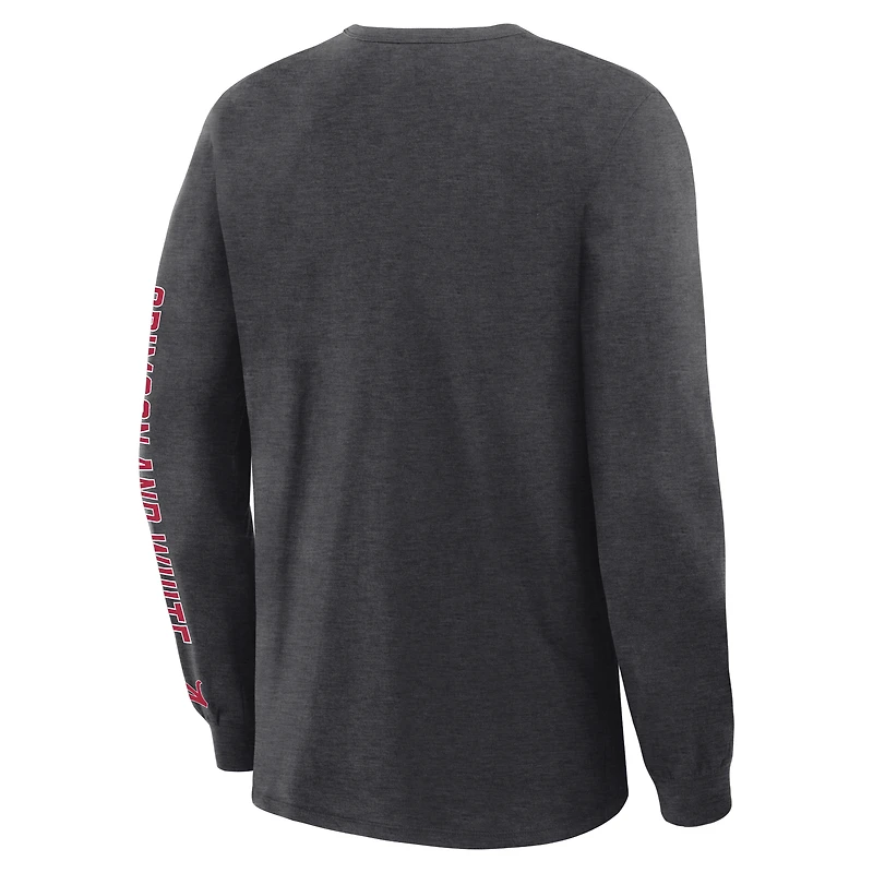 T-shirt à manches longues pour homme, couleur charbon, Alabama Crimson Tide Quad Fuel The Fire