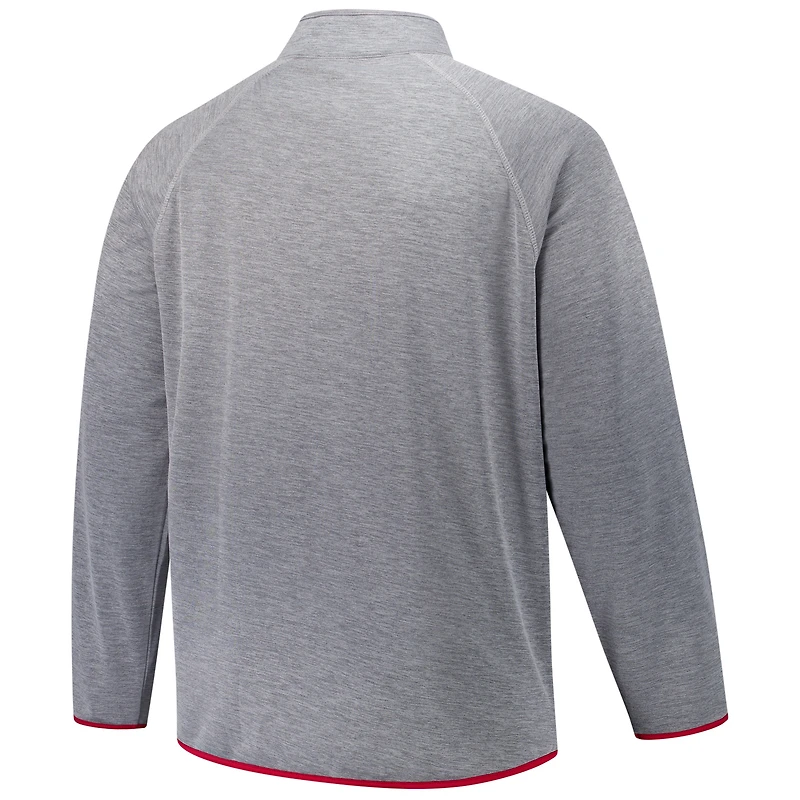 Men's Fanatics Charcoal Alabama Crimson Tide Raglan Big &Tall Quarter-Zip Top