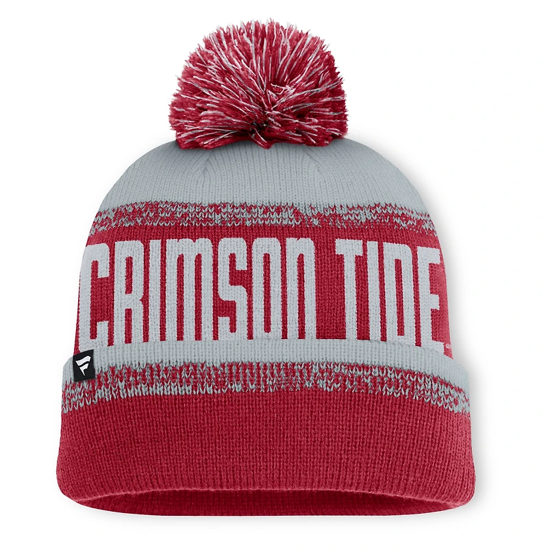Bonnet en tricot à revers avec pompon Fanatics Crimson Tide Thrive pour homme, cramoisi/gris, Alabama