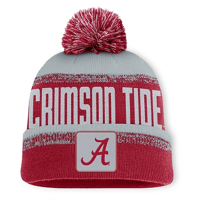 Bonnet en tricot à revers avec pompon Fanatics Crimson Tide Thrive pour homme, cramoisi/gris, Alabama
