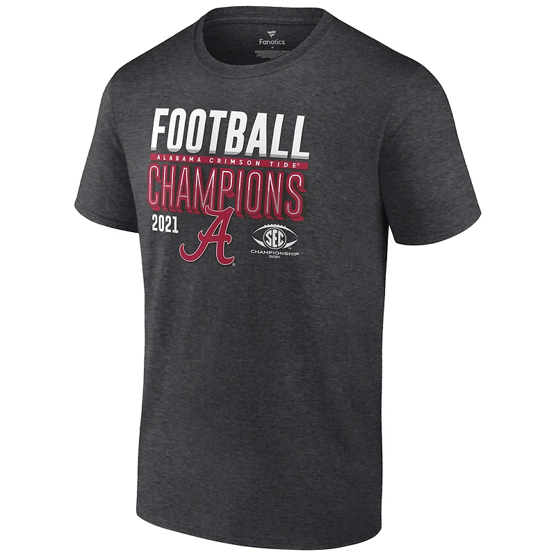 T-shirt pour hommes Fanatics Heathered Charcoal Alabama Crimson Tide 2021 SEC Football Conference Champions Vestiaire