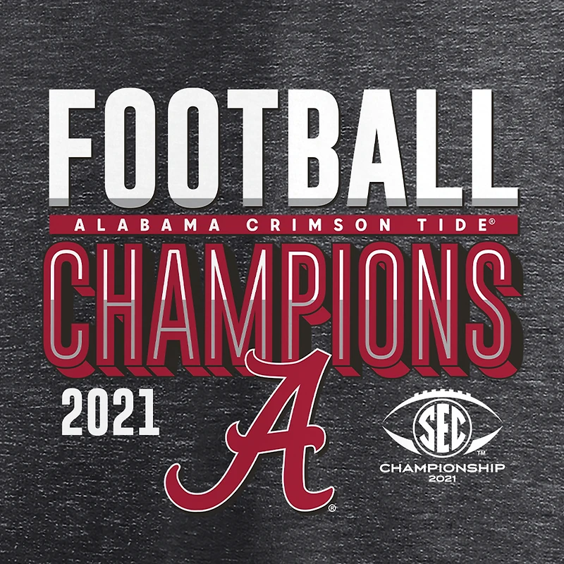 T-shirt pour hommes Fanatics Heathered Charcoal Alabama Crimson Tide 2021 SEC Football Conference Champions Vestiaire