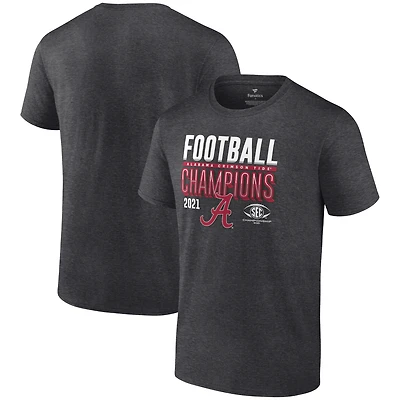 T-shirt pour hommes Fanatics Heathered Charcoal Alabama Crimson Tide 2021 SEC Football Conference Champions Vestiaire