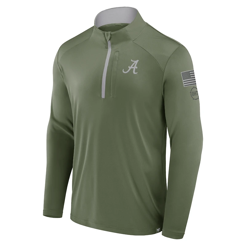 Men's Fanatics Olive Alabama Crimson Tide OHT Military Appreciation Defender Quarter-Zip Jacket