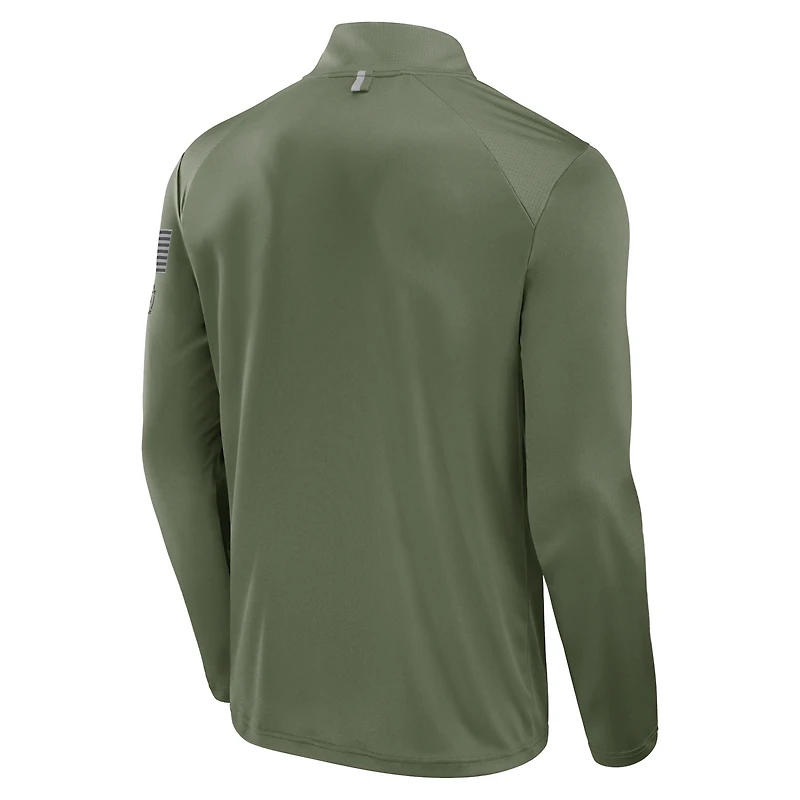 Men's Fanatics Olive Alabama Crimson Tide OHT Military Appreciation Defender Quarter-Zip Jacket