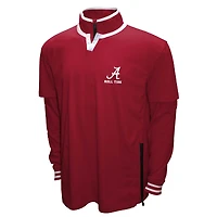 Ensemble 3-en-1 pour homme Franchise Club Crimson Alabama Tide, t-shirt double couche et pull à fermeture éclair quart de tour