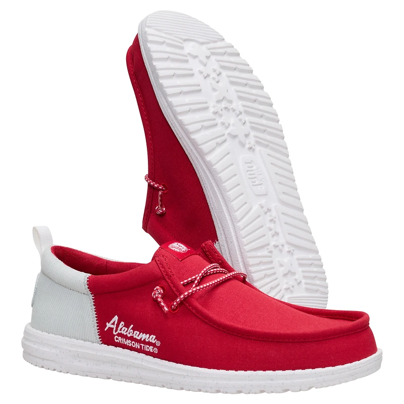 Chaussures décontractées à enfiler Hey Dude pour homme, couleur Alabama Crimson Tide Wally, cramoisie/blanche