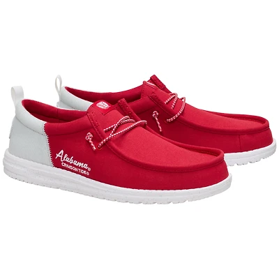 Chaussures décontractées à enfiler Hey Dude pour homme, couleur Alabama Crimson Tide Wally, cramoisie/blanche