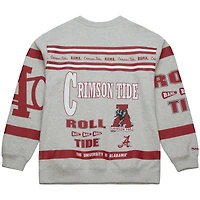 Sweat-shirt à imprimé intégral Alabama Crimson Tide gris chiné Mitchell & Ness pour homme