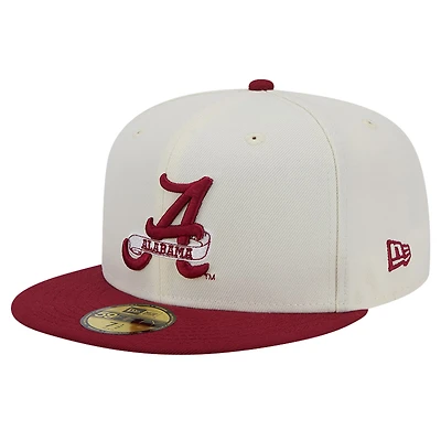 Casquette ajustée Alabama Crimson Tide Chrome White Vintage 59FIFTY New Era pour hommes